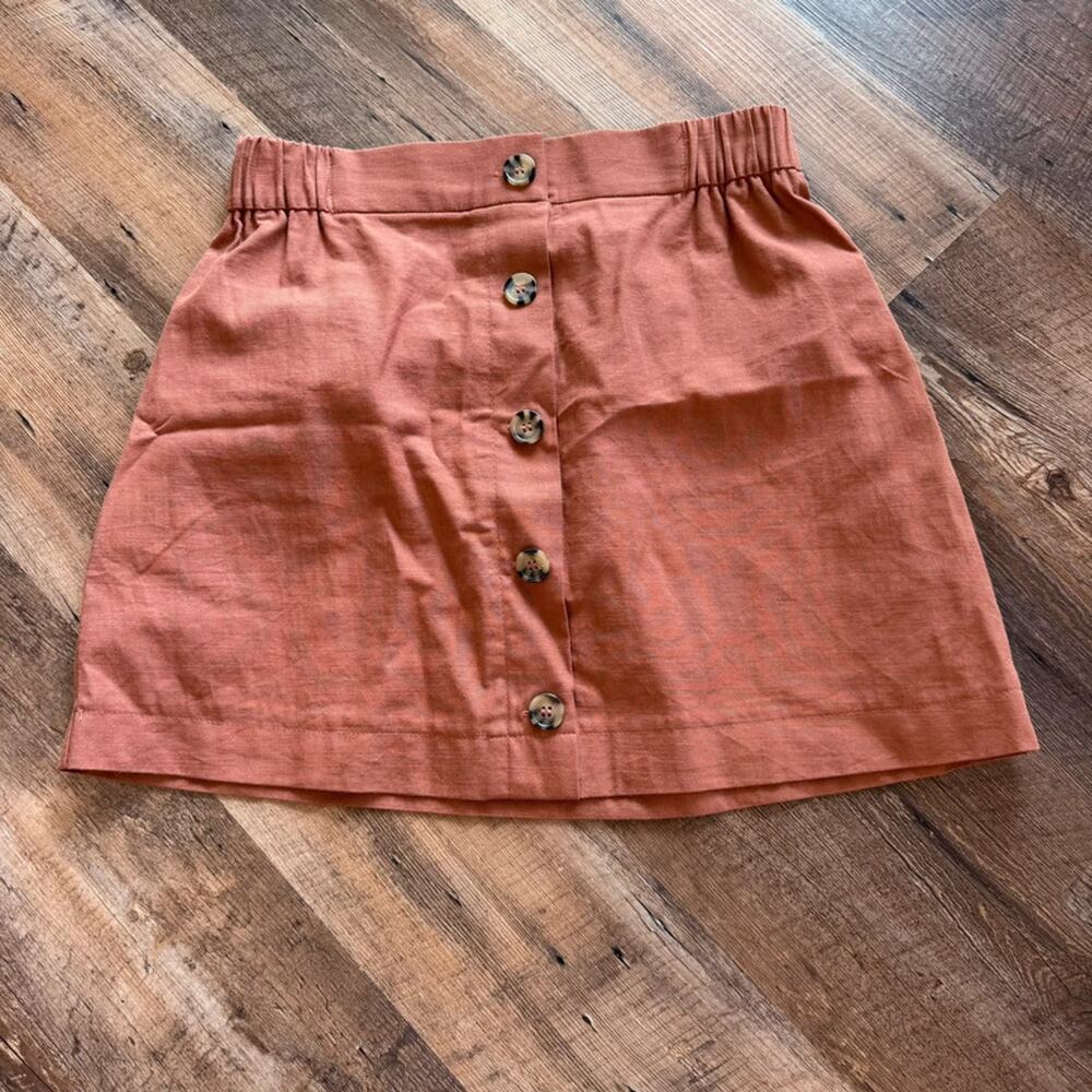 Terra Cotta Cotton Mini Skirt Medium Elastic Waist Boho